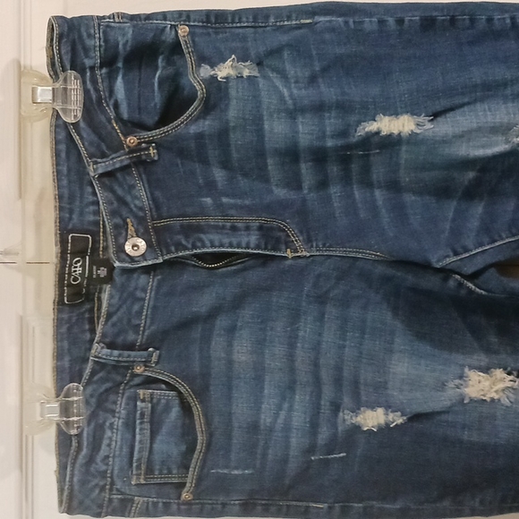 CATO classic stretch crop capri jeans - 14 - dark denim - distressed - Picture 3 of 7